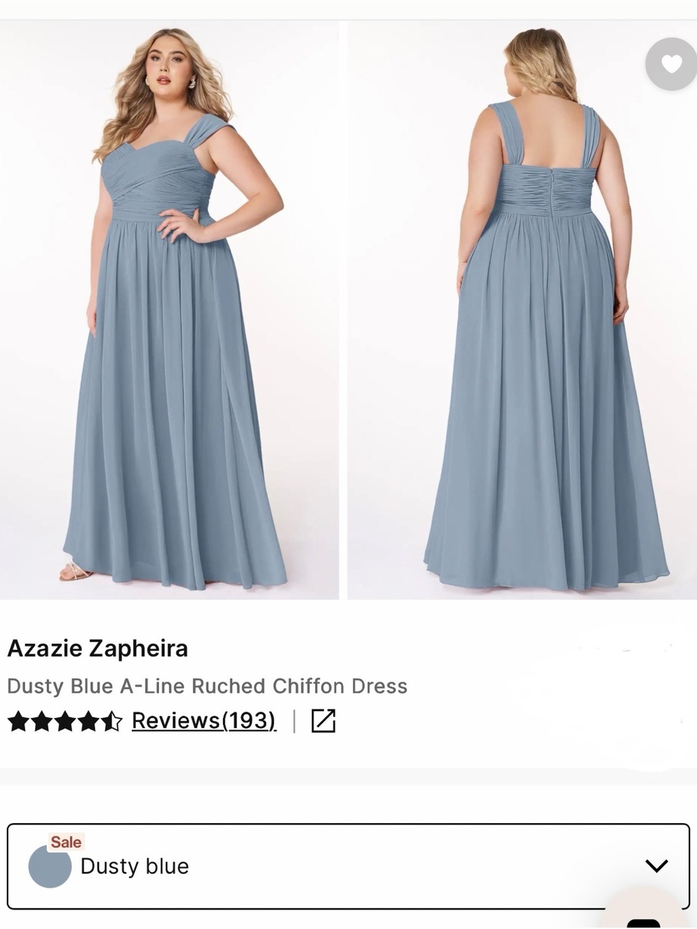 Azazie Zapheira Dusty Blue A-Line Chiffon Dress